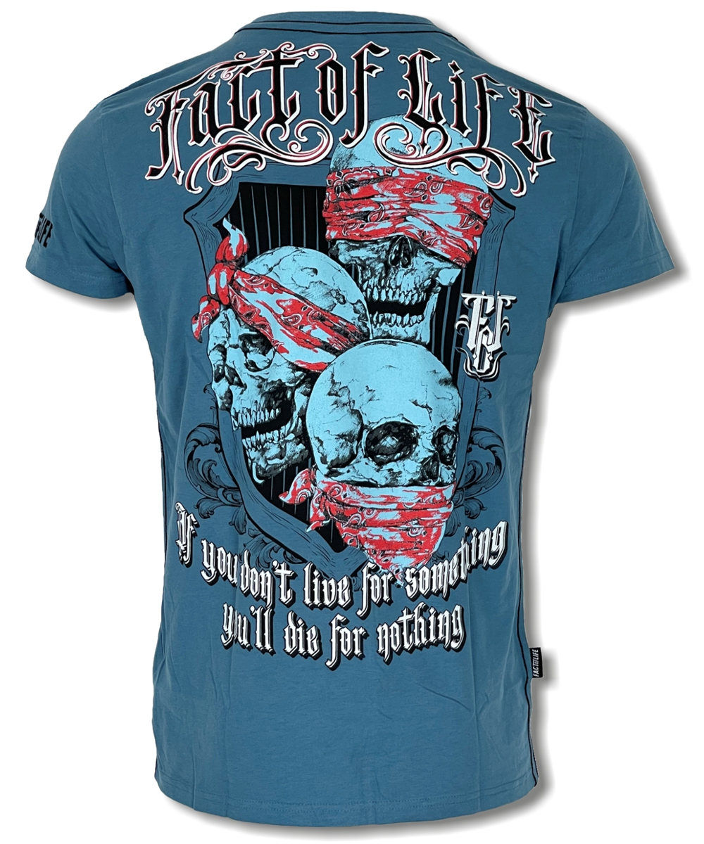 Fact of Life T-Shirt „Three Wise Skulls“ TS-51 lake blue