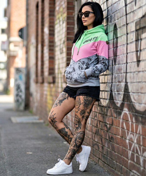 Frauen Hoodie Humming Bird GSH-05 patina green