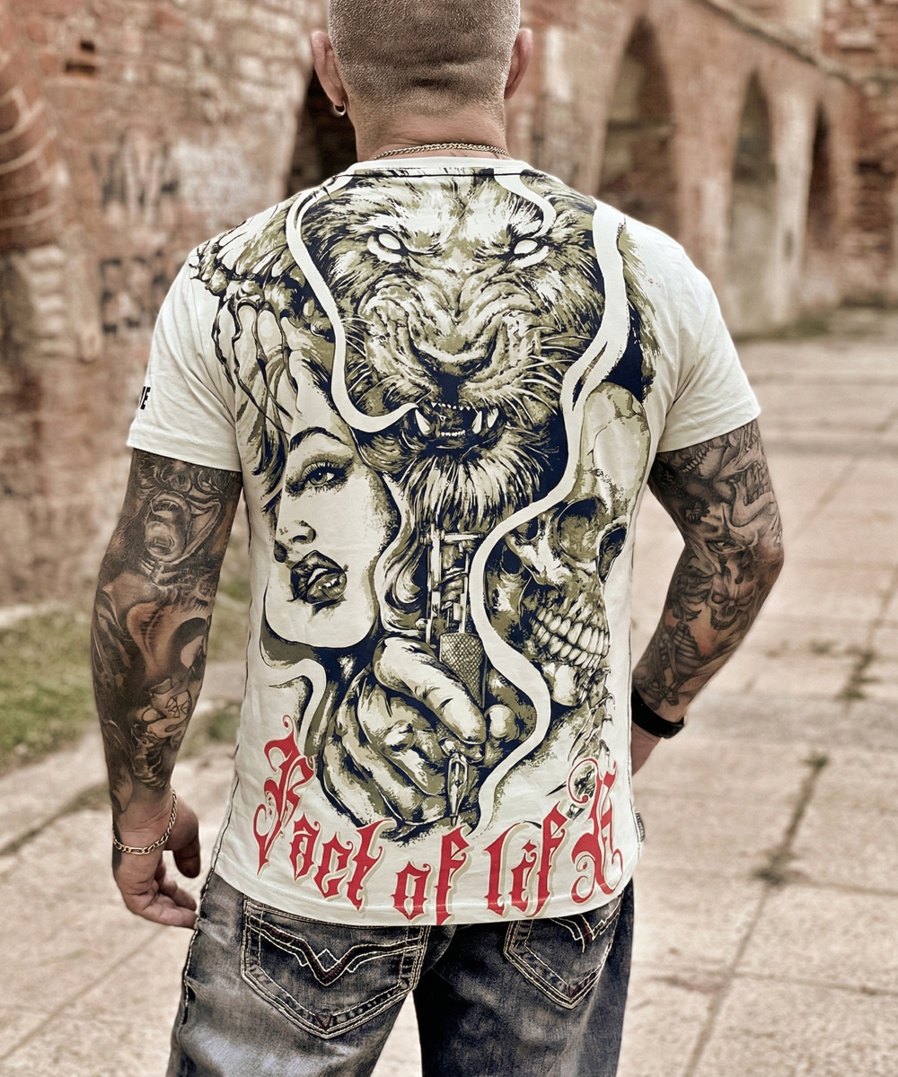 TS-91 Shirt Fact of Life mineral grey o TS-91 Shirt Fact of Life mineral grey Löwen, Totenkopf Design