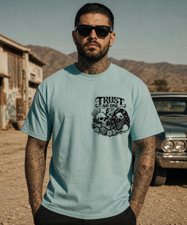 Fact of Life T-Shirt Trust No One TS-98 Eggshell blue